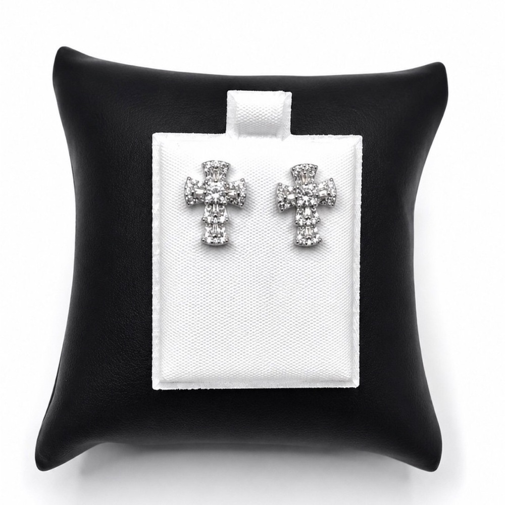 925 Sterling Silver 1.50CTW MOISSANITE Cross Push Back Earrings